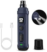 Casfuy Dog Nail Grinder with 2 LED Light - New Version 2-Speed Powerful Electric Pet Nail Trimmer...
