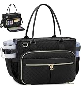 FIORETTO Teacher Tote Bag for Women with Laptop Compartment, Large Cup Holder, Zip Closure, Ideal...