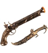 Lanxitown 2 Pcs Pirate Sword Toys and Gun Set Plastic Dagger with Sheath & Flintlock Pistol Prop ...