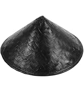 SHINEOFI Japan Black Samurai Ninja Bamboo Cone Hat for Cosplay, Party, Gardening, Fishing - 36CM/...