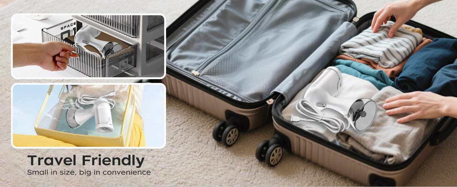 White travel garment steamer