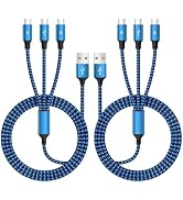 USB C Splitter Cables, Nylon Braided Multi Charging Cable, USB A to USB C Cable with 3 Type C Com...