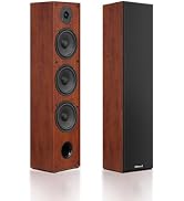 Elimavi Floor Standing Tower Speakers Pair, 3 x 6.5 Woofers, 160W, Brown | 1" silk dome tweeter, ...