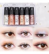 Go Ho 6 Colors Glitter Eyeshadow Makeup,Liquid Eyeshadow,Glitter Eyeliner Diamond Shine Eye Stick...