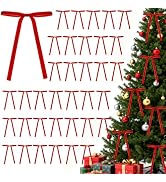 QIHANS 36 Pcs Velvet Christmas Tree Bows 5x7 Inch Velvet Bows Door Garland Decor Vintage Wreath B...