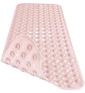 Naoloture Extra Long Pink Bathtub Mat Non Slip, Soft Bath Mat for Tub 40 x 16 Inch Full Size, Bat...