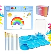 Painting Station, Paint Brush Cleaner (Upgraded) and Silicone Painting Mat 20"X16" with 10 Paint ...