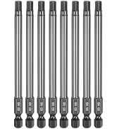 HARFINGTON 8pcs Flat Hex Head Drill Bit H5 (5mm) Magnetic Tip 1/4" Hex Shank 100mm (4") Long Mirr...