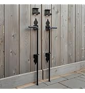 2 Pack 18" Heavy Duty Cane Bolt Gate Drop Rod Stopper Hardware,Wrought Iron Gate Ground Latches f...