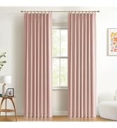 100% Blackout Shield Linen Look Textured Pinch Pleated Curtains Blackout Drapes 96 Inch Long 2 Pa...