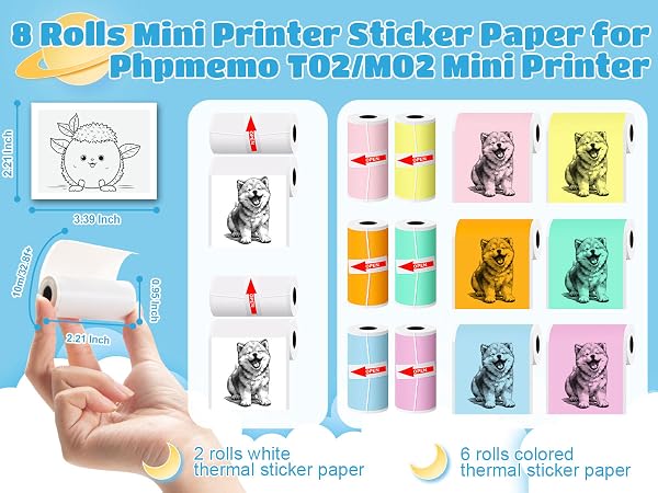 mini printer sticker paper mini thermal printer sticker paper thermal sticker paper