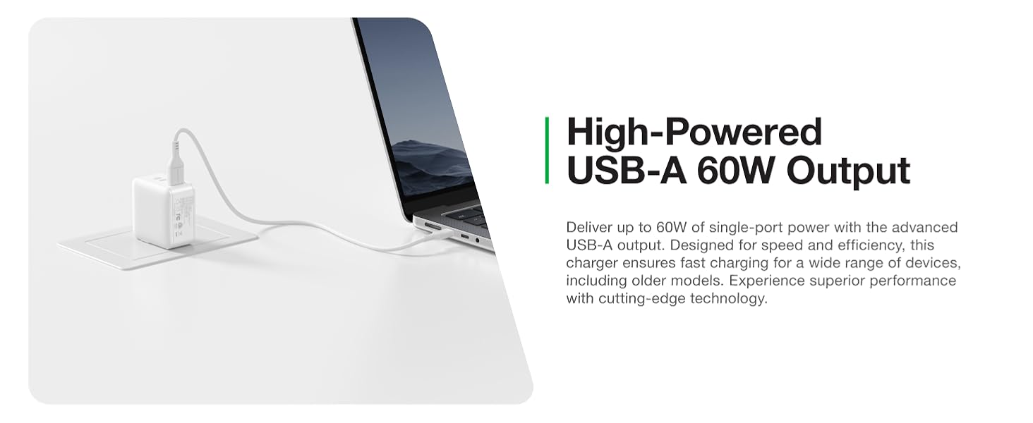 66W Fast Charging Wall Charger with 2 USB C 1 USB A Ports