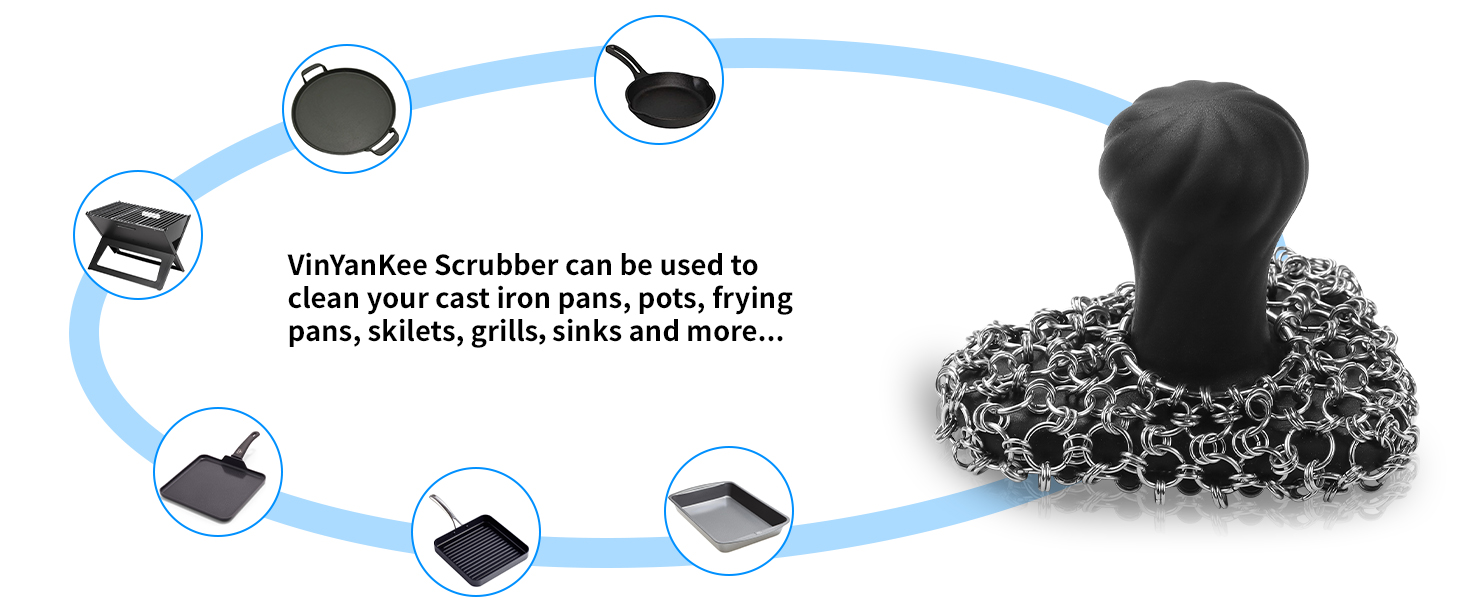 lodge chainmail scrubber, lodge scraper, cast iron scrubber,kitchen brushes for cleaning,steel wool
