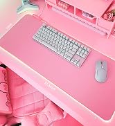 JMIYAV Pink RGB Gaming Mouse Pad 31.5x12 Inch PC XL Large Extended Glowing Led Light Up Desk Pad ...