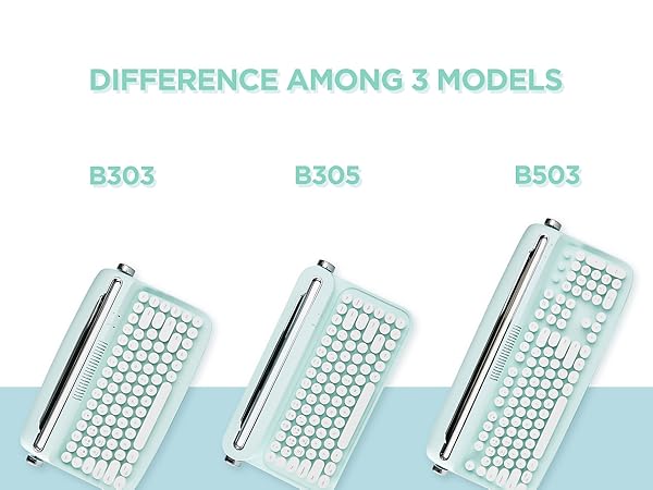 YUNZII ACTTO B303 Wireless Typewriter Keyboard, Retro Bluetooth Aesthetic Keyboard