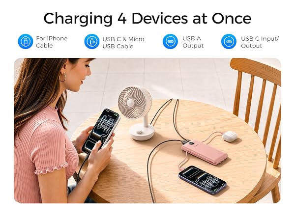portable charger with built in cable
