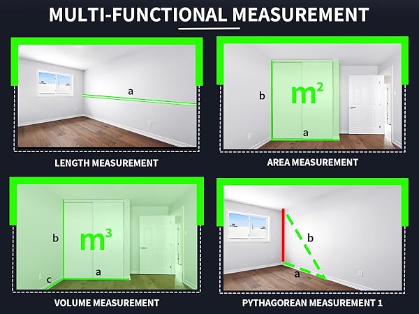 Measuring straight-line distances, calculating areas, volumes, and Pythagoras' theorem