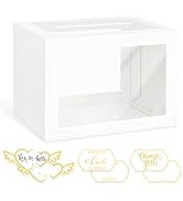 LIKAJON 1 Pack White Card Box for Party, Transparent Gift Cards Receiving Box Wedding Card Box fo...