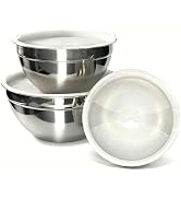 Stainless Steel Mixing Bowls With Lid, Metal Nesting Mixing Bowl Set Of 3 | Prep Bowls For Food P...