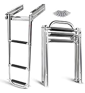 Marinebaby 3-4 Step Ladder Under Platform Slide Mount Boat Boarding Ladder, Telescoping Ladder wi...