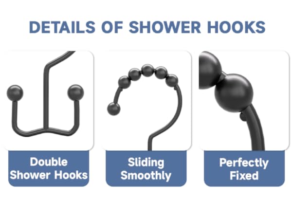 Matte Black Double Shower Hooks