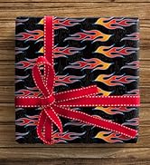 ZINTBIAL Race Car Wrapping Paper for Kids Birthday - Flames, Checkered Flags, Colorful Racing Car...