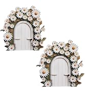 ydzqdxzz 2Pcs White Daisy Frame Fairy Door for Tree Stumps Decors Fairy House Landscape Decoratio...
