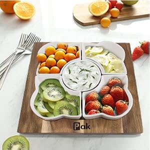 divided serving trays & platters sectional snack tray wood chip and dip tray 6 piece serving set