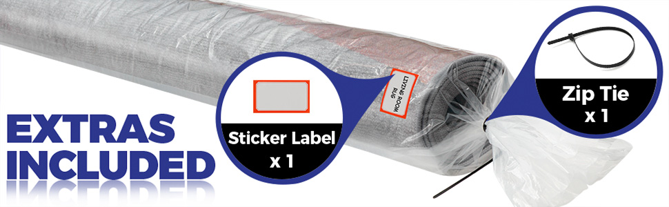 Our rug bags for moving and storage come with a reusable zip tie & sticker label