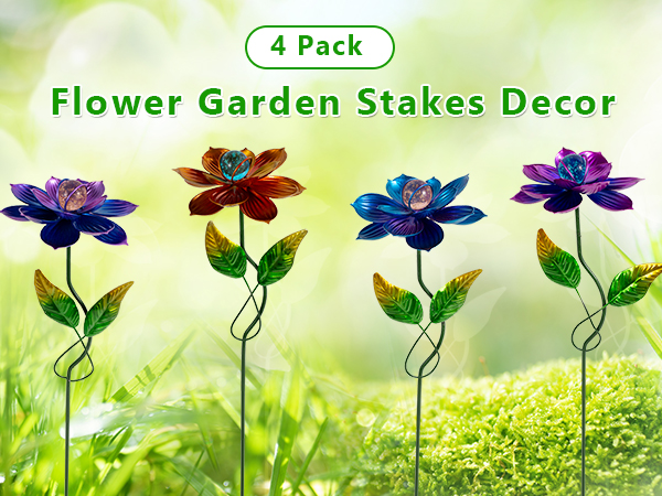 Metal Flowers Garden Stakes