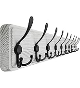 SKOLOO Rustic Large Wall Mounted Coat Rack: 38.3'' Long Coat Rack for Wall, Pine Solid Wood Wall ...