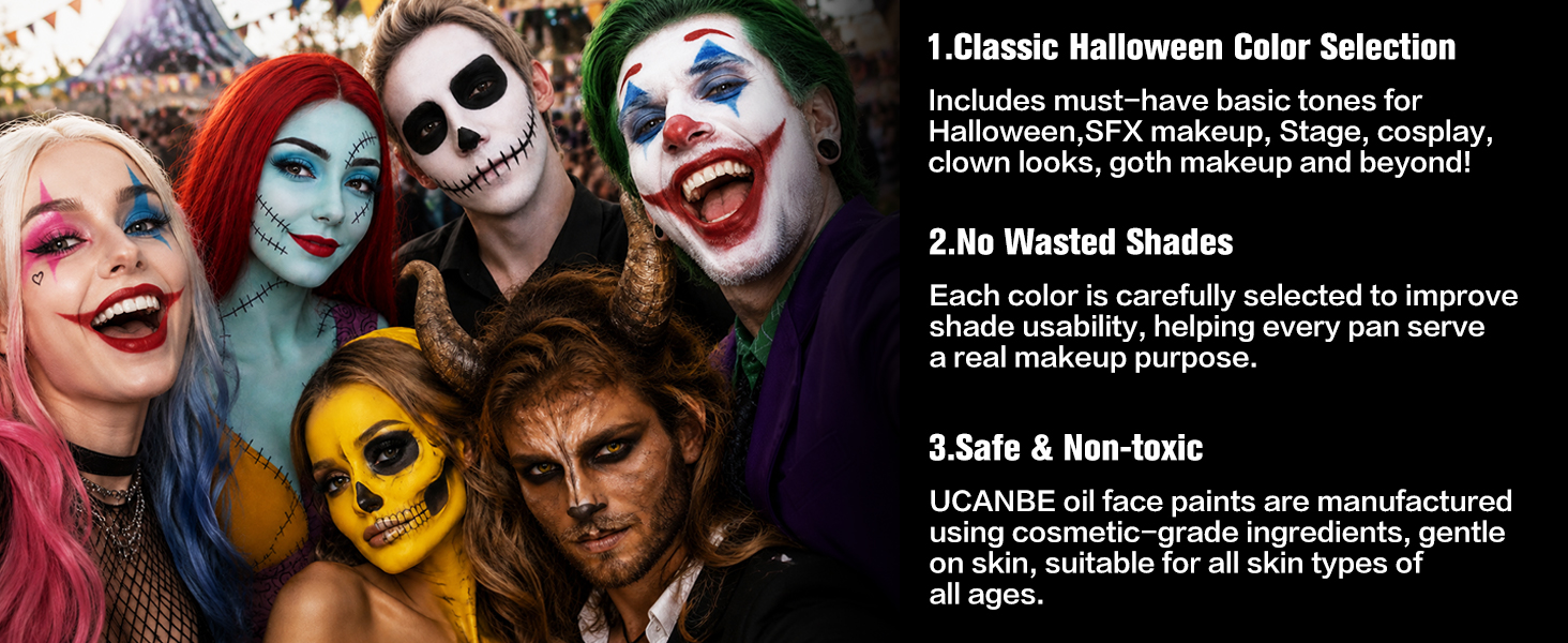 UCANBE Athena Basic Face Paint for Halloween Parties, Festivals, Costume Cosplay and More!