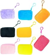 iToolai Women's Plush Solid Color Coin Purse Pack with Key Hooks Mini Bag for Credit Card Miscell...
