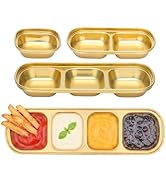 Offiper 304(18/8) Stainless Steel Sauce Dish, 4 Pack Mixed 1 2 3 4 Sections Divided Condiment Pla...