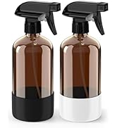 Bontip Glass Spray Bottle with Silicone Sleeve Protection, Amber Glass Spray Bottle Set for Non-t...