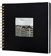 J.west Scrapbook Album 40 Pages (8 x 8 Inch) Black Linen Cover Thick Hardcover Kraft White Paper,...