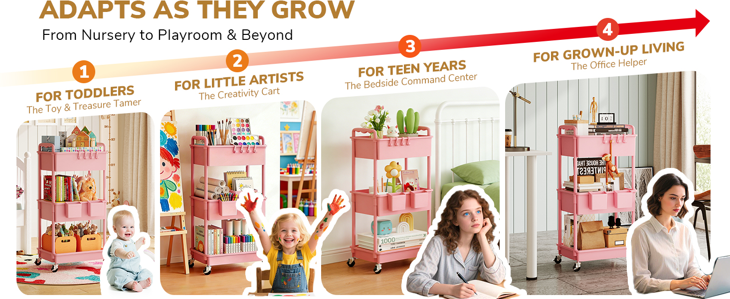 Goovilla roller cart,versatile uses,from toy storage to bedside organization, and office assistance