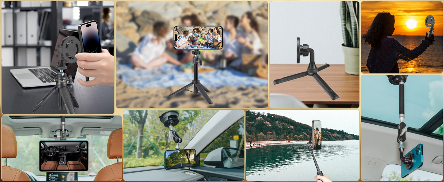 Magnetic Phone Tripod Mount Adapter 1/4"-20 Hole MagSafe for iPhone 15 14 13 12 Plus Pro Max Mini