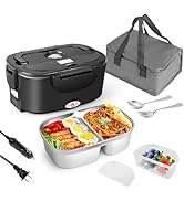 IXIIE Electric Lunch Box 80W, 1.5L Lunch Warmer with 2 Compartments for Truck/Car/Work, Fast Port...