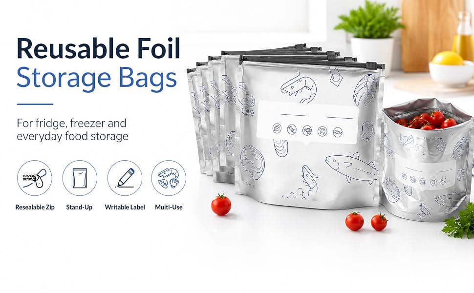 Reusable Aluminum Foil Sealable Storage Bags