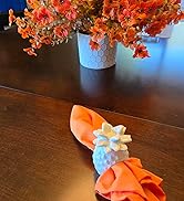 FOLINS&HOME Orange Heavy Duty Cloth Napkins Set of 4 - Decorative 17x17 Inch Polyester Napkins wi...