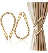 OCIOLI Wood Bead Curtain Tiebacks 2 Pack, No Drill Curtain Holdbacks for Boho Decor, Nursery & Be...