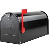 GIGYES Mailboxes for Outside Post Mount, Black Metal Mailbox, Standard Size, 20 x 8.7 x 6.7 Inches