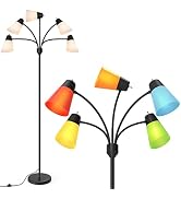 FOLKSMATE LED Floor Lamp, Medusa Multi Head Modern Tall, Rustic Adjustable Gooseneck Reading Stan...