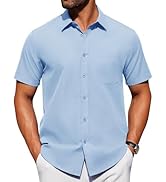 Alimens & Gentle Mens Short Sleeve Dress Shirt Wrinkle Free Solid Casual Button Down Shirts for S...
