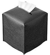REGELETO Square Tissue Box Cover, Pu Leather Tissue Box Holder with Bottom Belt Modern Stylish Ti...