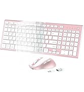 FENIFOX Wireless Keyboard and Mouse, Rechargeable USB C Combo Silent Quiet Compact Full Size Flat...