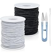 FIVEIZERO Black and White Elastic Bracelet String,1mm,1.2mm,1.5mm Elastic Beading Cord Stretchy S...