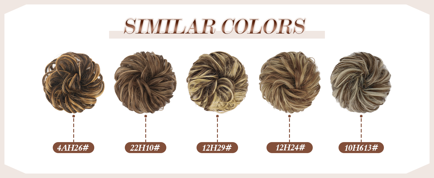 Highlight shades of messy bun hair pieces