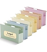 NORDUN Legal Size Plastic Hanging File Folders Extra Capacity,3" Pastel Expanding Pocket,Legal Ex...
